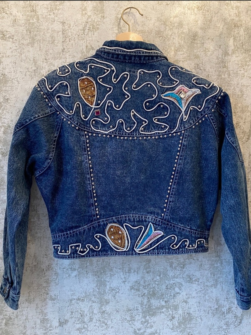 Main Jeans 1980s Jewelled Jean Jacket Size XL - Picture 2 of 15